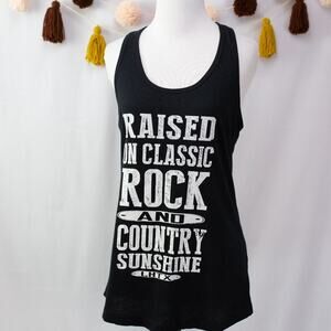 Color Image NEW Black Racerback Tank Top Classic Rock and Country Sunshine Med